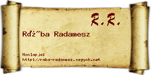 Rába Radamesz névjegykártya